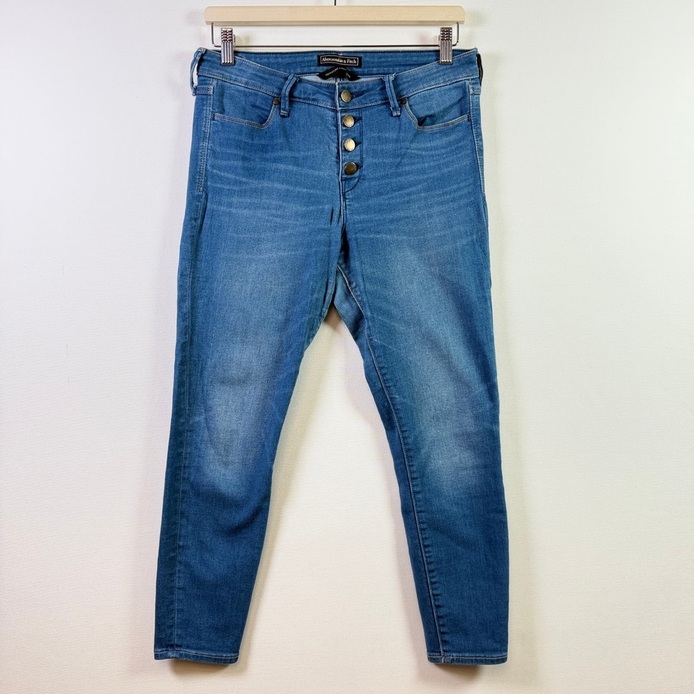 ABERCROMBIE & FITCH Blue Button Fly Signature Skinny Jeans 28/6S
